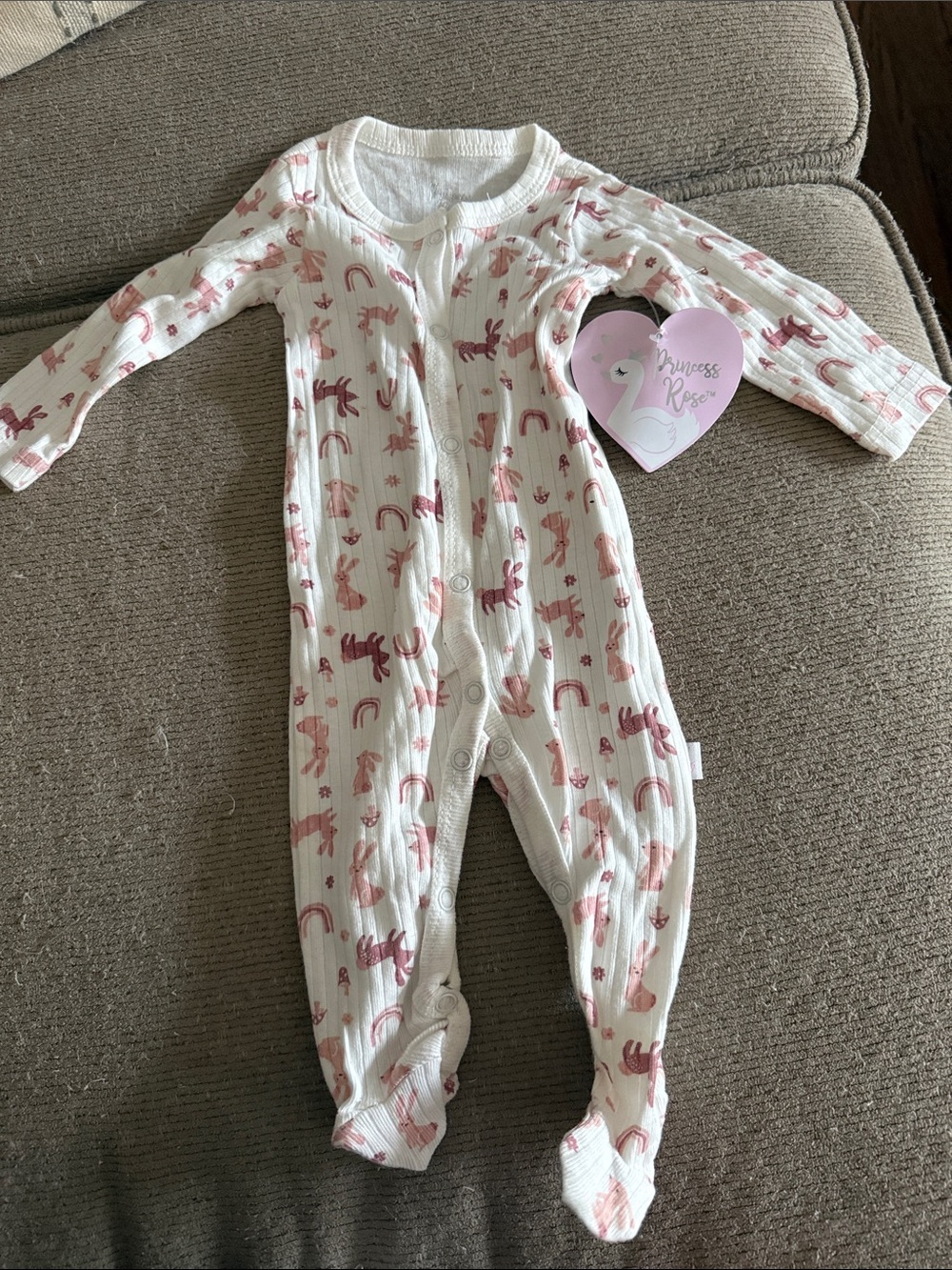 Pink Unicorn Print Footed One-Piece NWT 0-3